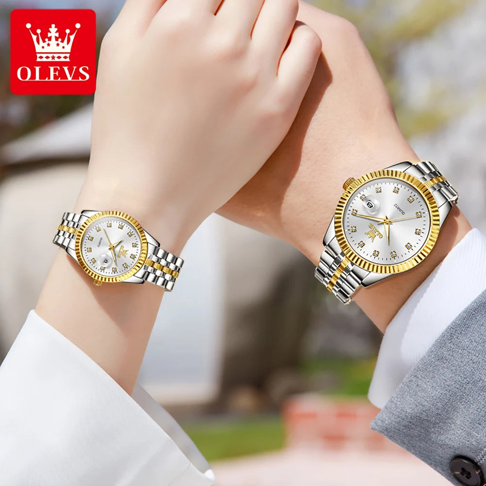 OLEVS 5526 Couple Luxury Waterproof Luminous Diamond Magnifier