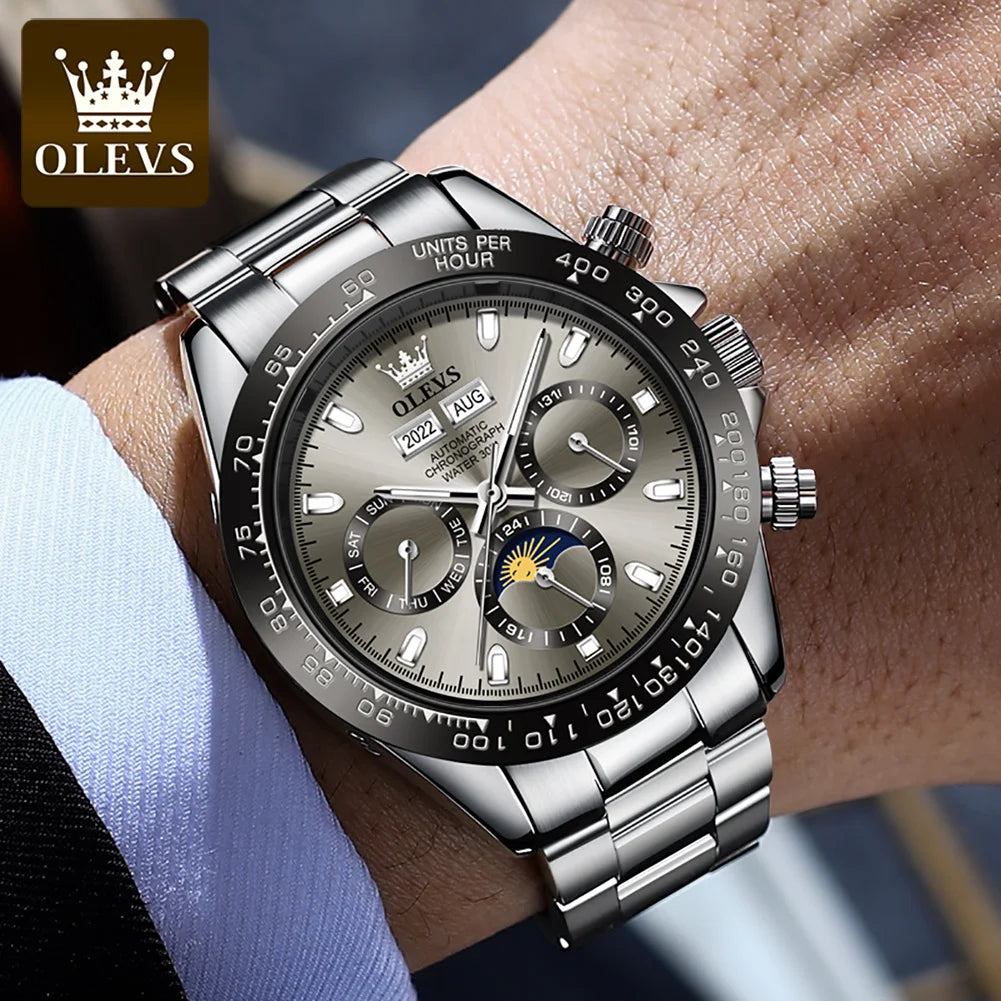 OLEVS Luxury Men's Chronograph Automatic Mechanical Waterproof Luminous