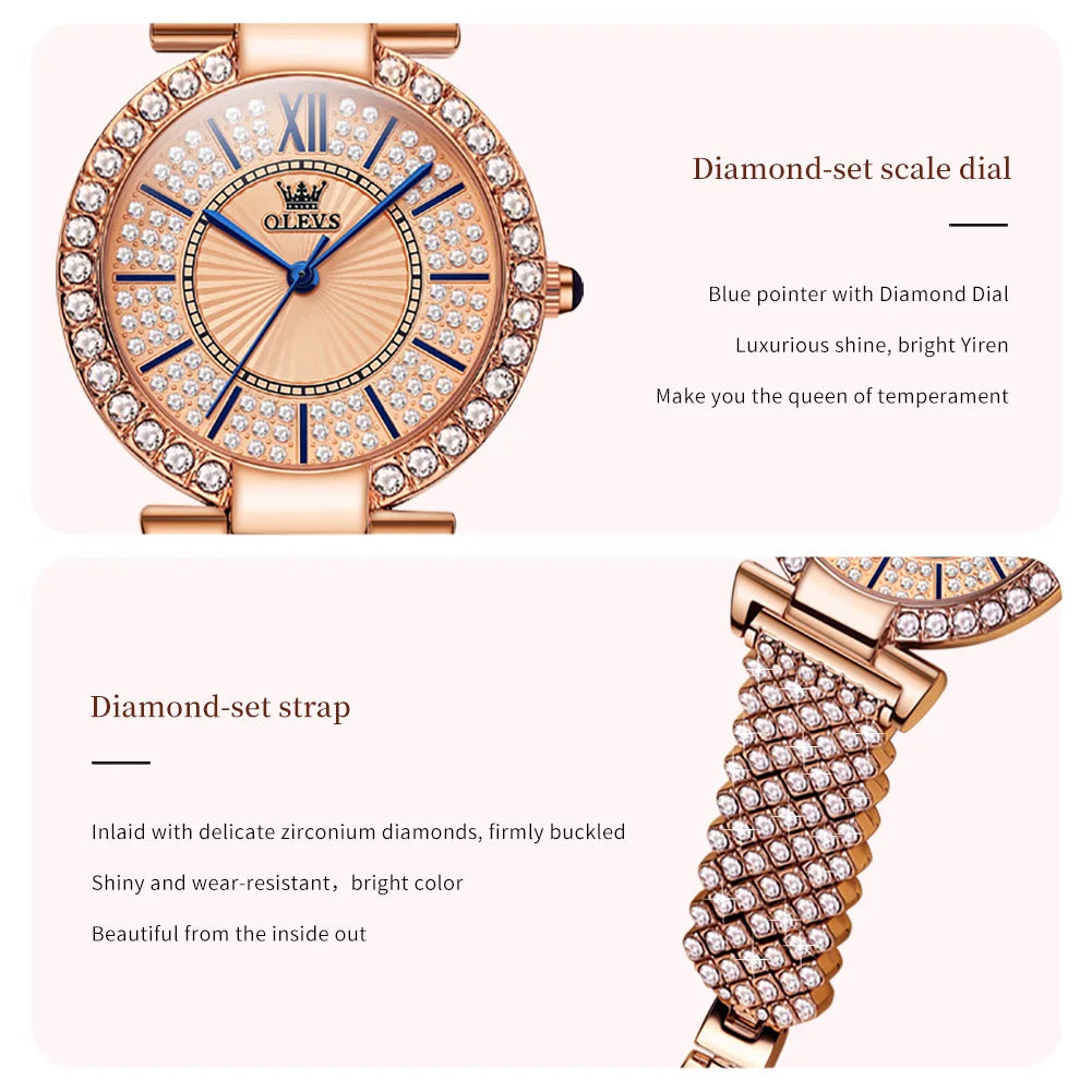 OLEVS 9942 Women's Light Luxury Full Diamond Waterproof Watch