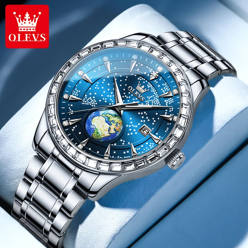 OLEVS Men's Casual Waterproof Luminous Starry Sky Dial