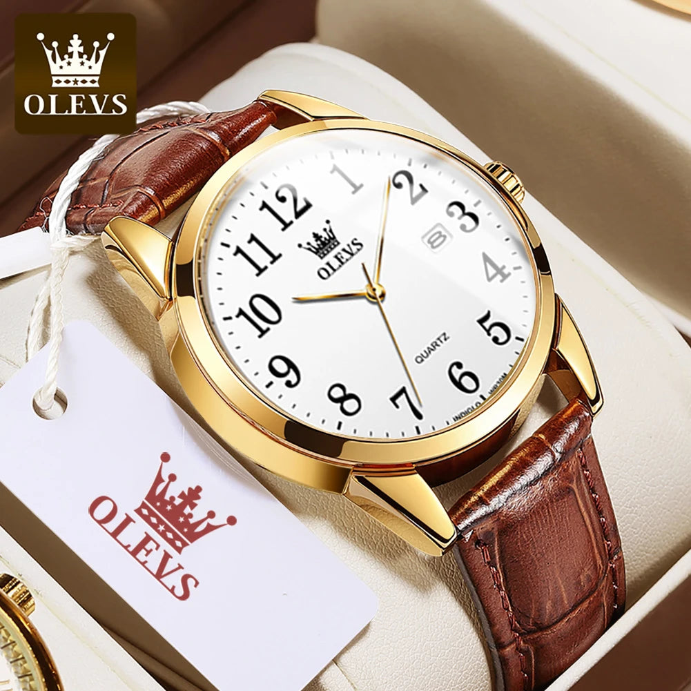 OLEVS 556N 50M Waterproof GMT Premium Sports Leather Strap Wristwtach