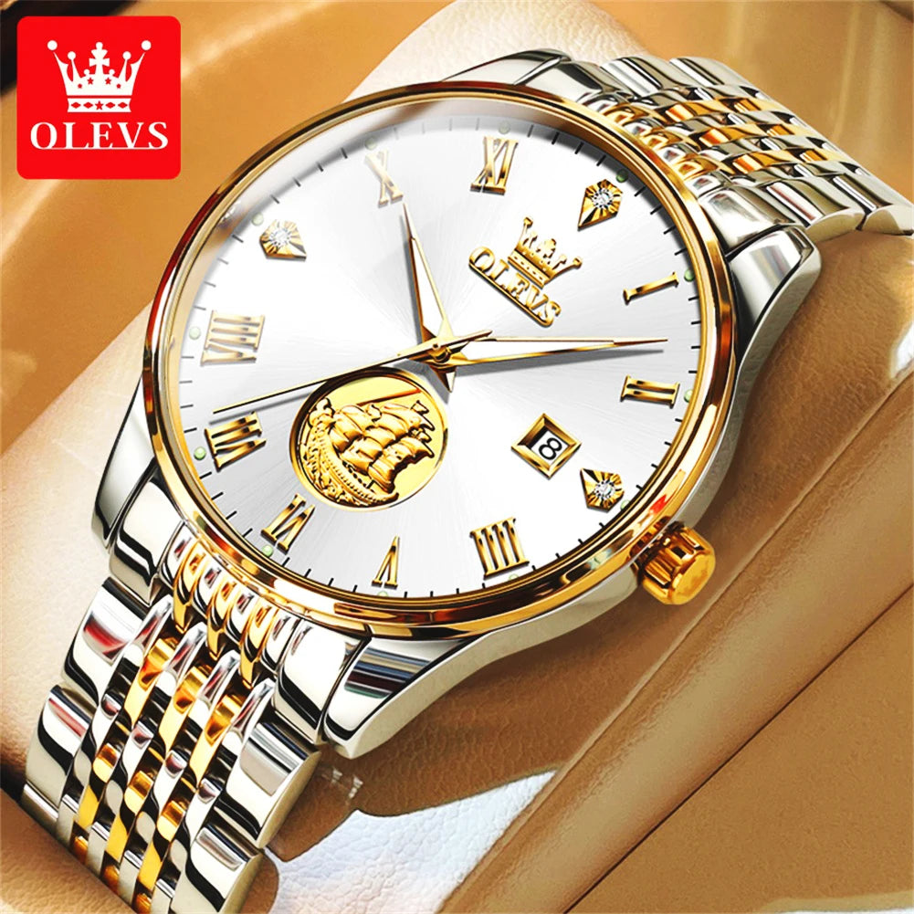 OLEVS 6696 Men's Watches Sailboat Business Watch