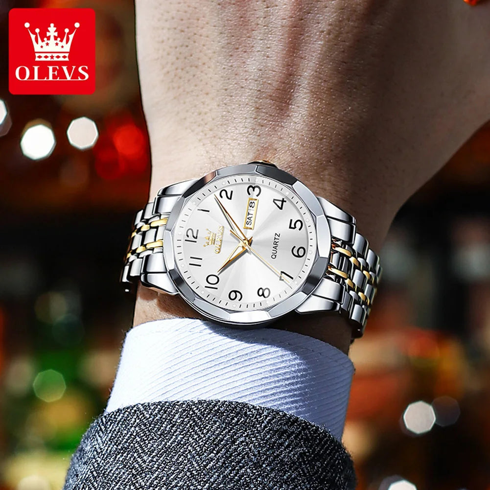 OLEVS 9970 Men's Watches Waterproof Dual Calendar