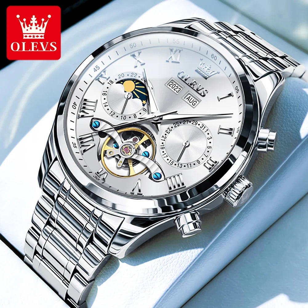 OLEVS 7005 Men's Tourbillon Calendar Moon Phase