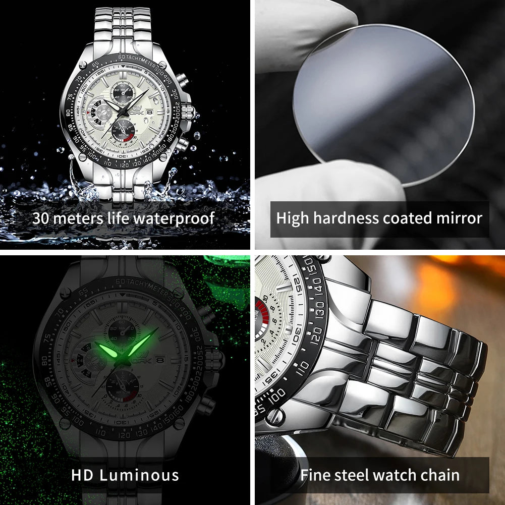 OPK 6020 Men‘s Waterproof Stainless Steel Luminous Date Display