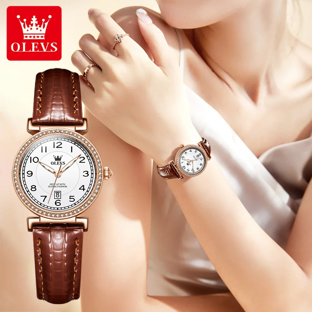 OLEVS 5590 Women's Balloon Dial Leather