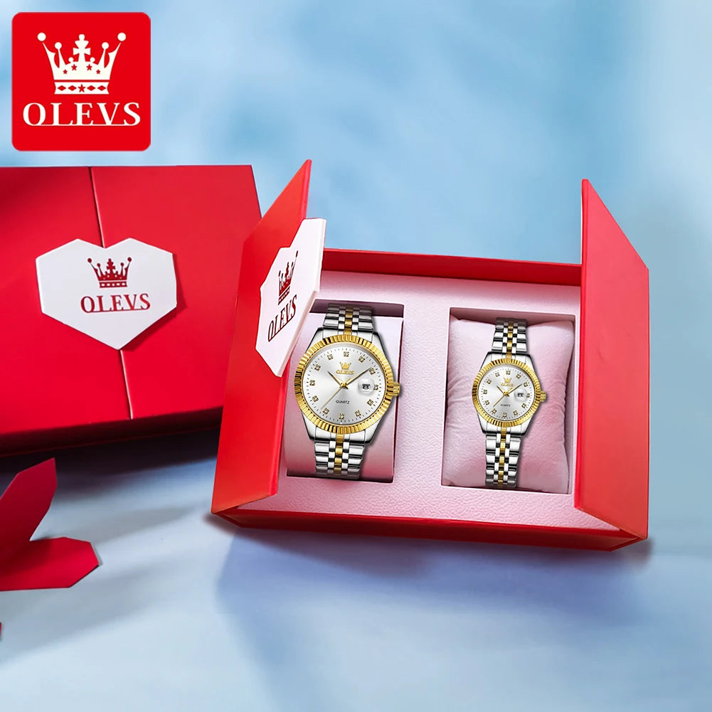 OLEVS 5526 Couple Luxury Waterproof Luminous Diamond Magnifier