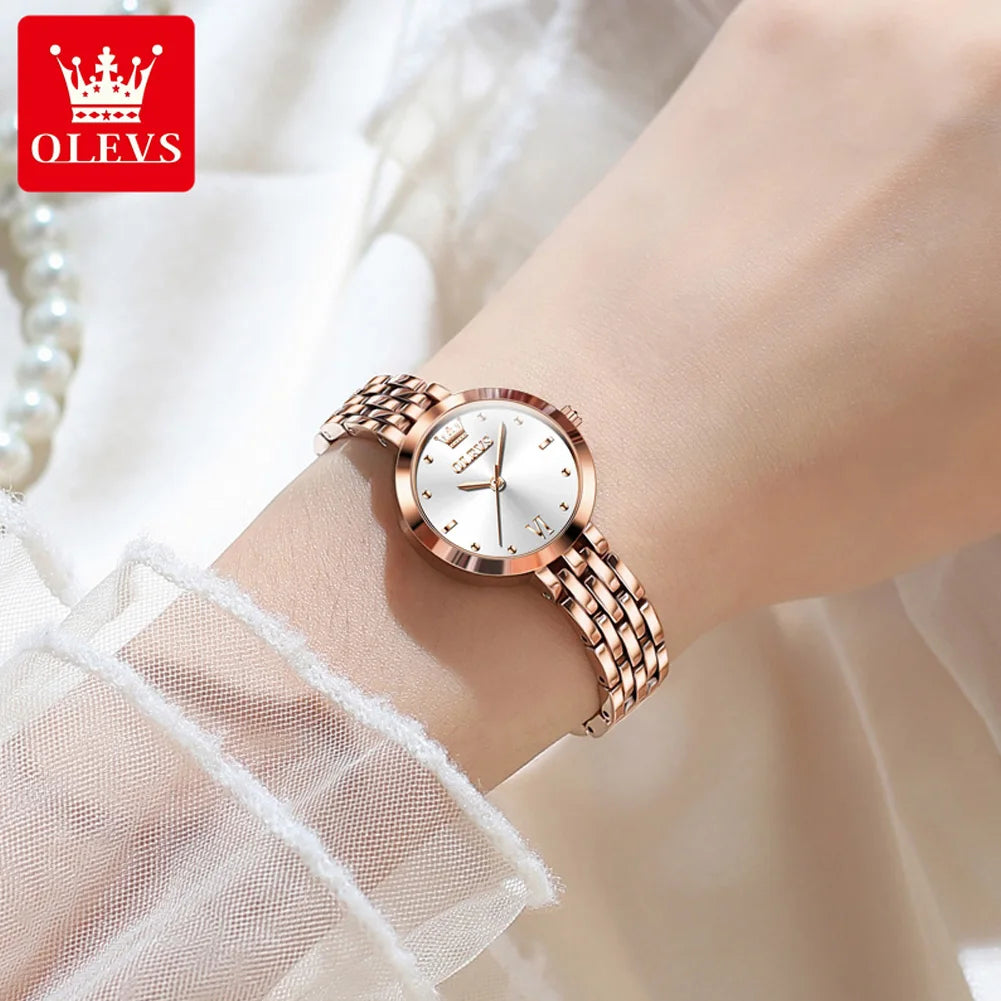 OLEVS 9992 Women's Elegant Rose Gold Small Dial Quartz Waterproof Wristwatch