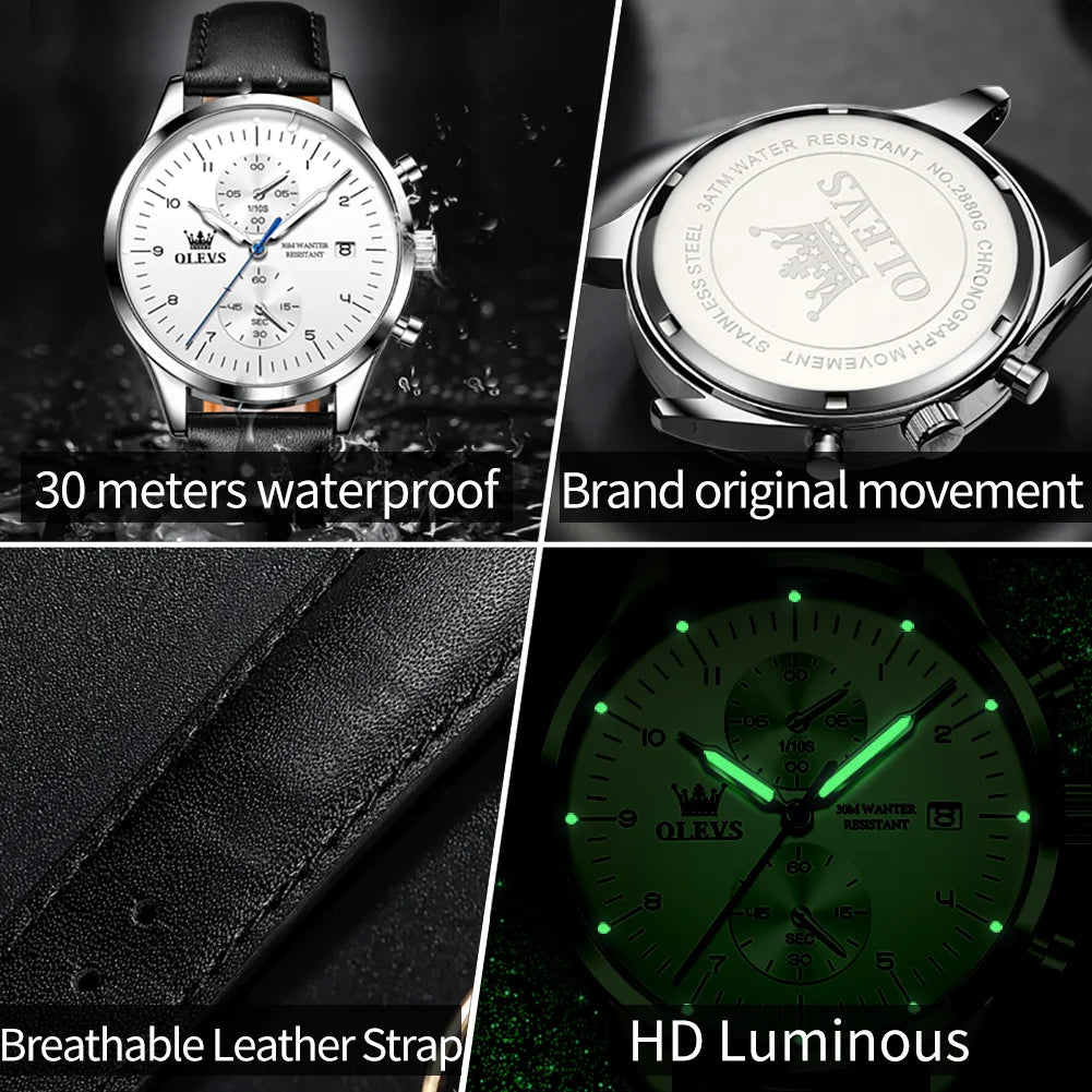 OLEVS 2880 Men's Chronograph Waterproof Luminous Date Casual Luxury