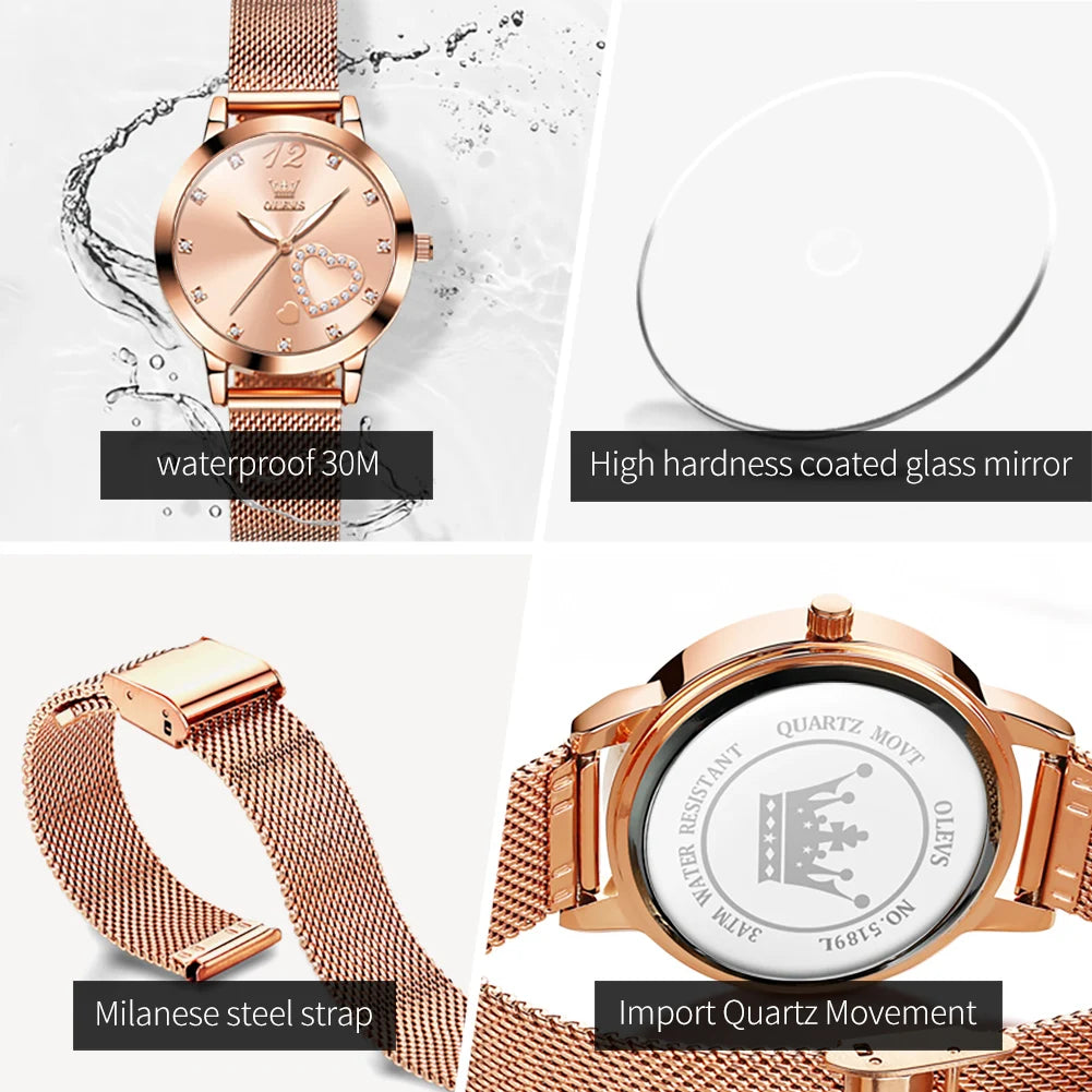 OLEVS 5189 Women's Casual Waterproof Luminous Stainless Steel Watch