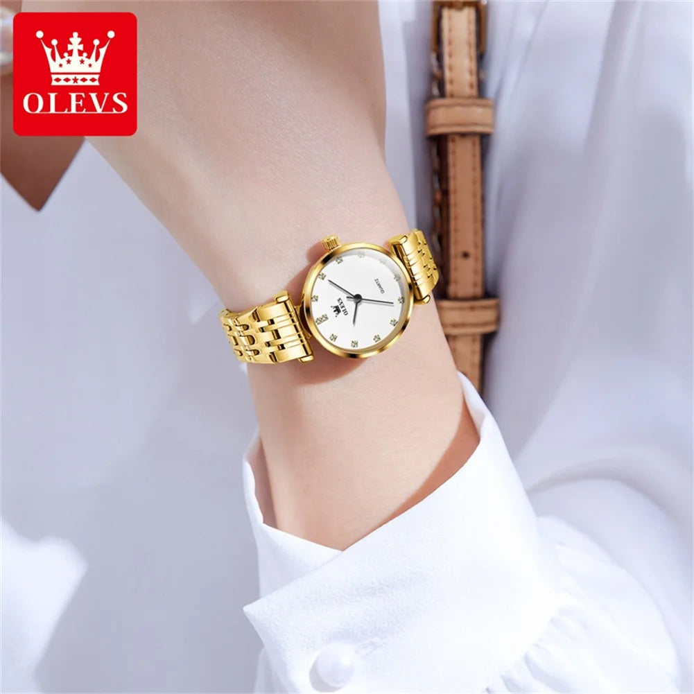 OLEVS Women's Quartz Waterproof Stainless Steel Simple Luxury Wear 5596