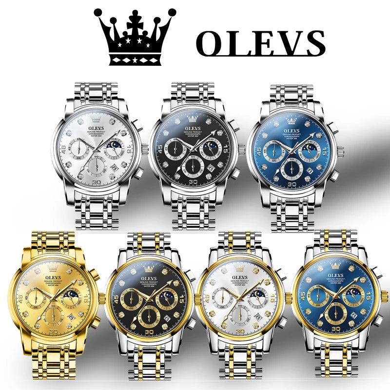 OLEVS 2889 Multifunction Original Quartz Waterproof Stainless Steel Luminous Chronograph