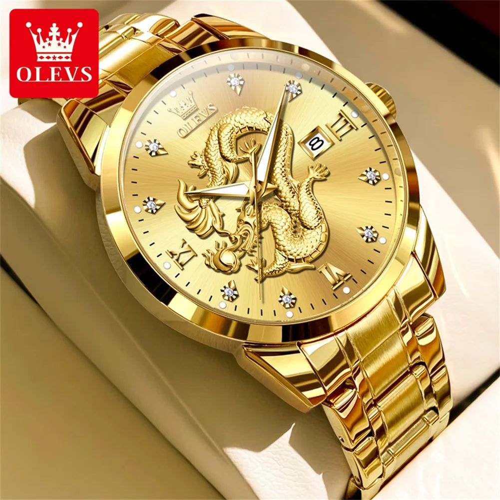 OLEVS 3619 Men's Loong Dragon Dial Waterproof Luminous