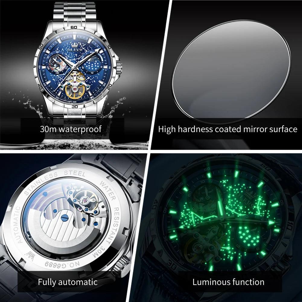 OLEVS 6689 Men's Waterproof Multifunctional Luminous Fully Mechanical