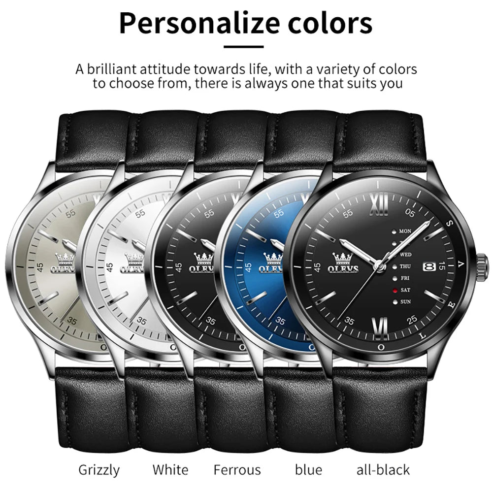 OLEVS Men's Minimalist Fashionable Waterproof Luminous