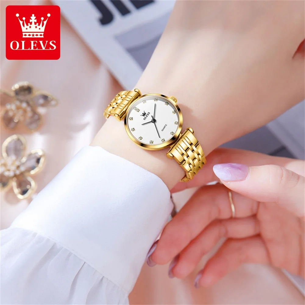 OLEVS Women's Quartz Waterproof Stainless Steel Simple Luxury Wear 5596