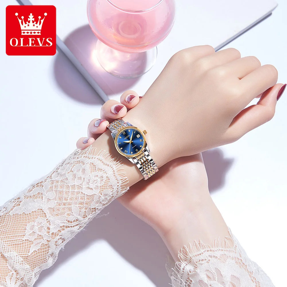 OLEVS 6602 Women Luxury Waterproof Classic Steel Strap Mechanical Watch