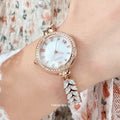 9971 Women's Stainless Steel Fish Bone Strap Luminous Hand Diamond