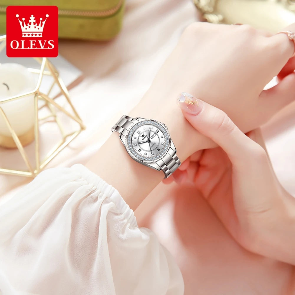 OLEVS 9993 Women's Quartz Drill Ring Dial Waterproof Luminous