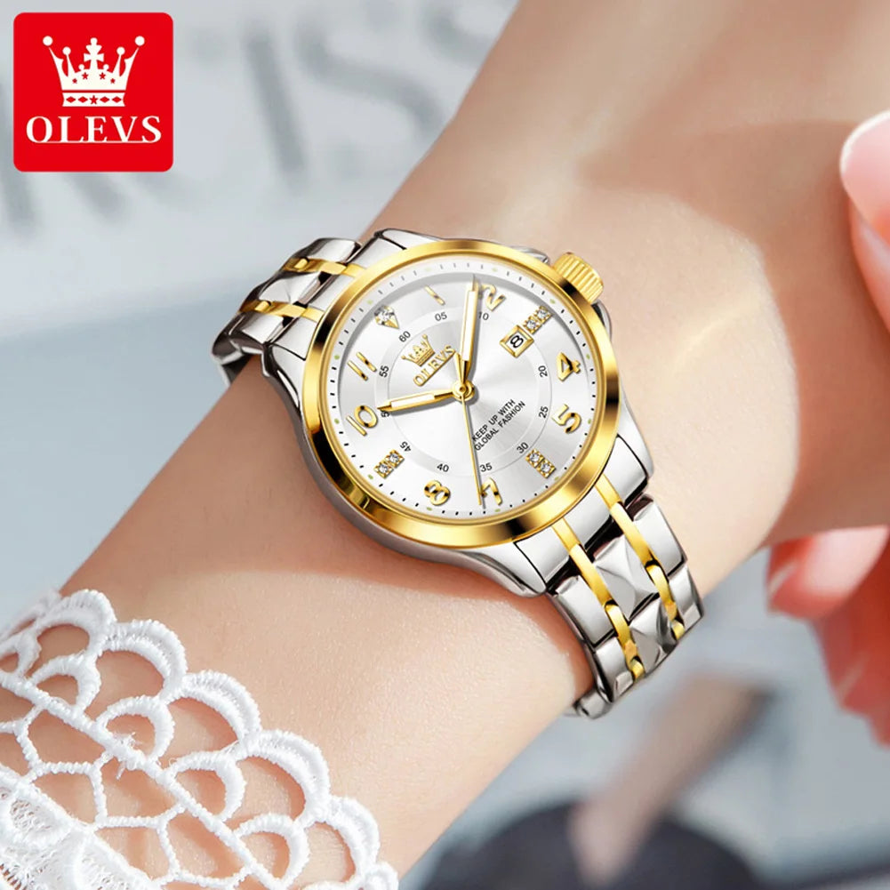 OLEVS 2910 Temperament Original Quartz Ladies Stainless Steel Waterproof Luminous