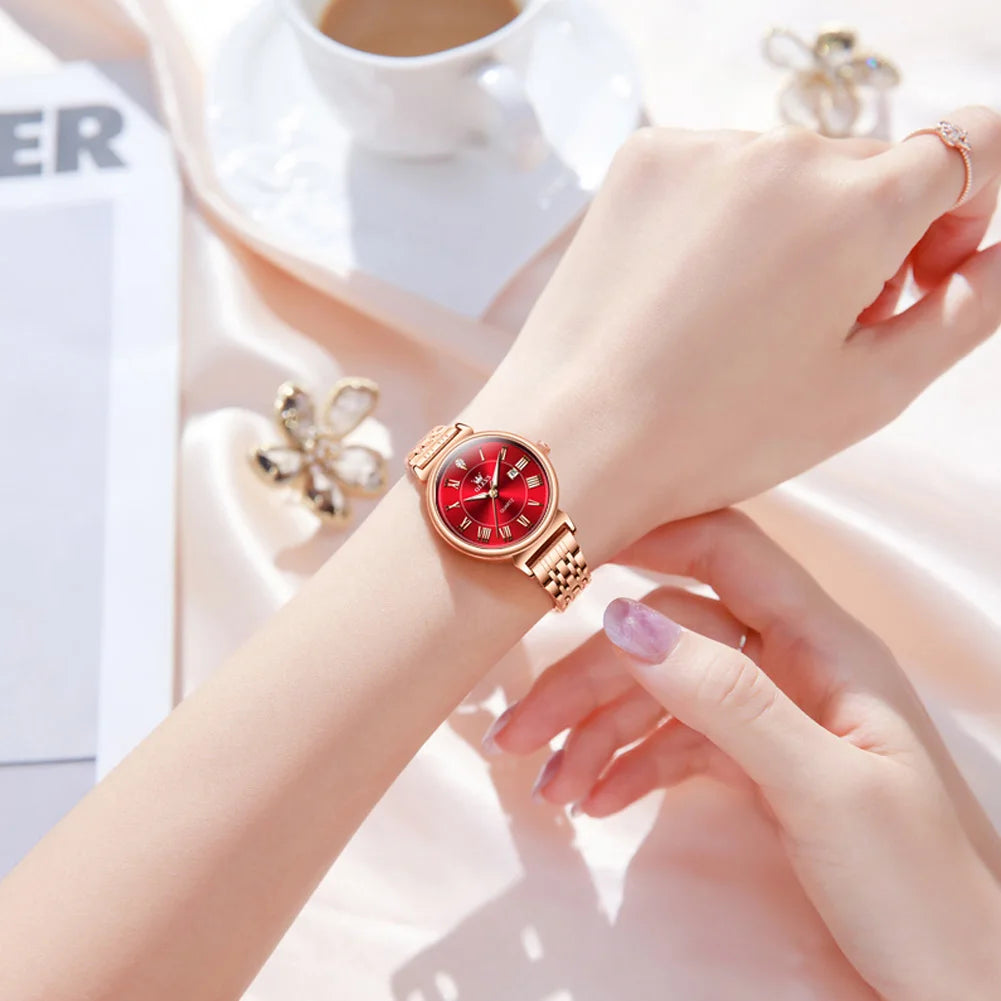 OLEVS 9997 Women's Light Luxury Charm Simplified Roman Numeral Dial Waterproof Luminous