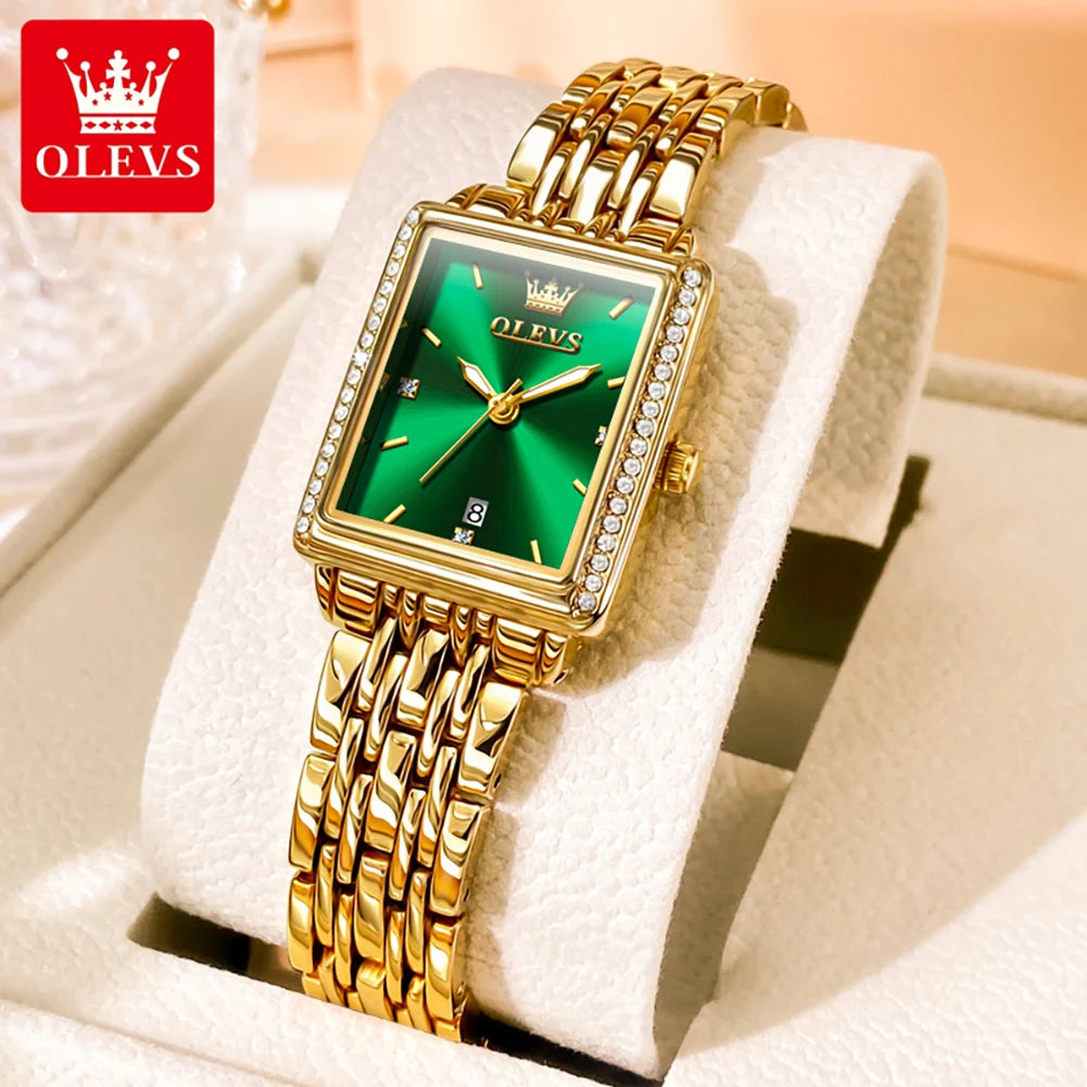 OLEVS Women's Watches Elegant Fashion Original Quarzt Watch for Girl Waterproof Luminous Golden Light luxury Wristwatch Date