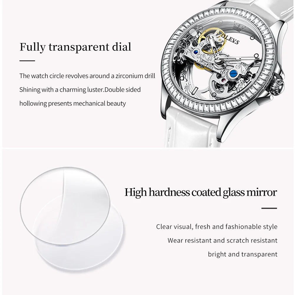 6661+6699 Couple Transparent Hollow Dial Fashion Leather Exquisite Set