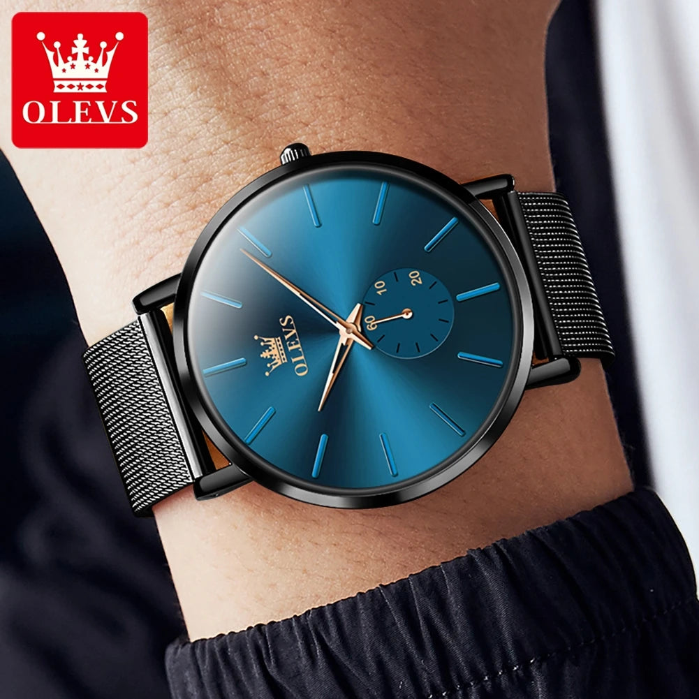 OLEVS 9954 Men's Minimalism Ultrathin Quartz Waterproof Luminous Second Hand Dial