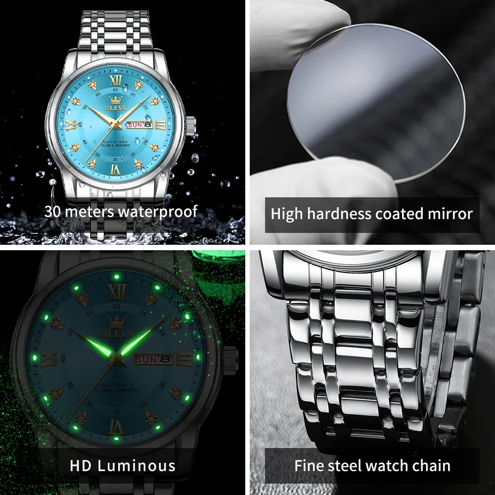 OLEVS TY712 Men's Casual Original Wristwatch Waterproof Stainless Steel Scratch-Resistant