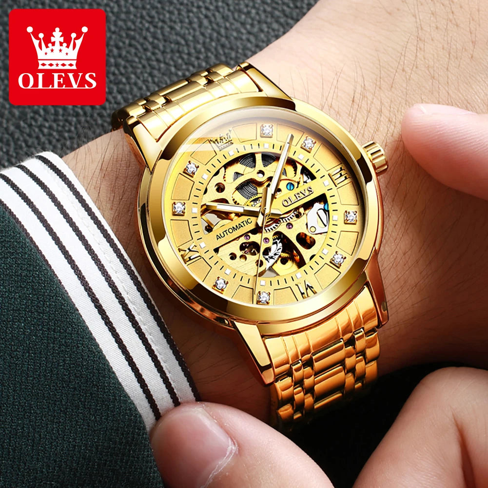 OLEVS 9901 Men's Luxury Hollowing Mechanical Waterproof Luminous