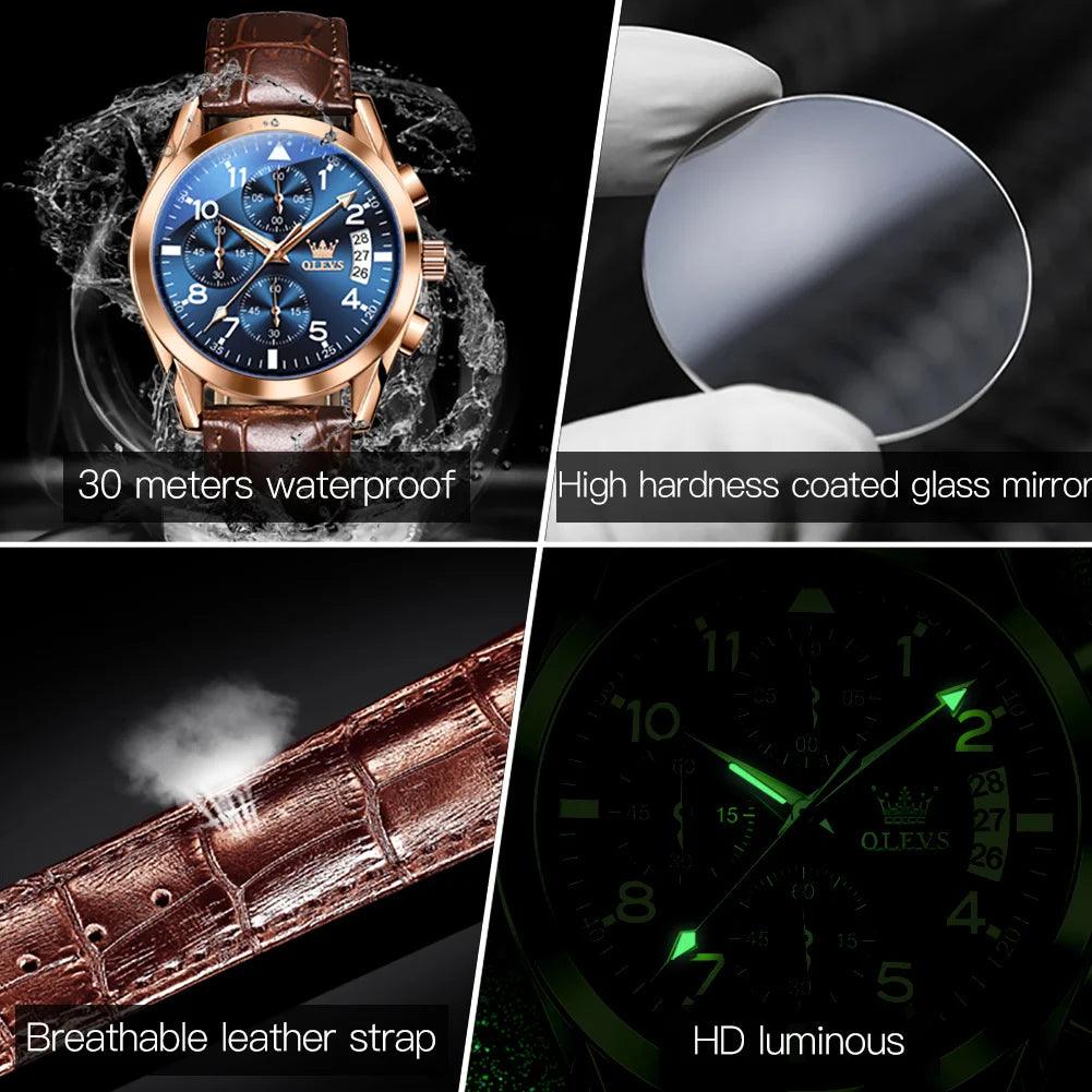 OLEVS 2878 Luxury Waterproof Luminous Quartz Wrist watch for Men Relogio