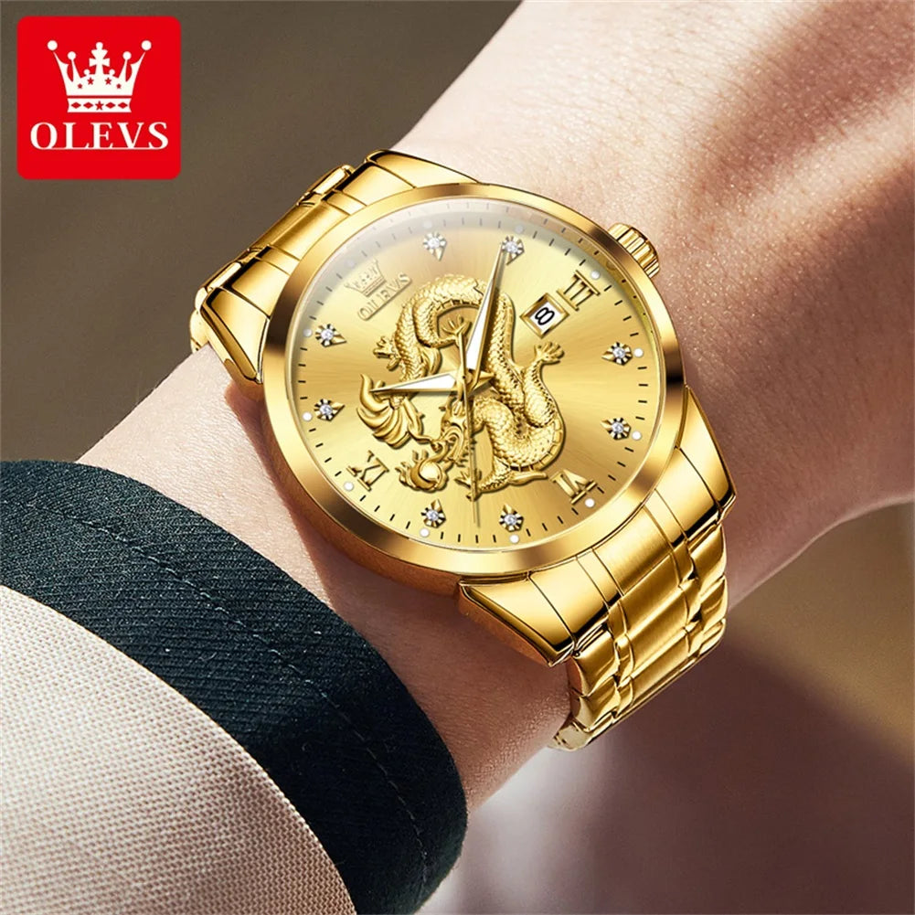 OLEVS 3619 Men's Loong Dragon Dial Waterproof Luminous