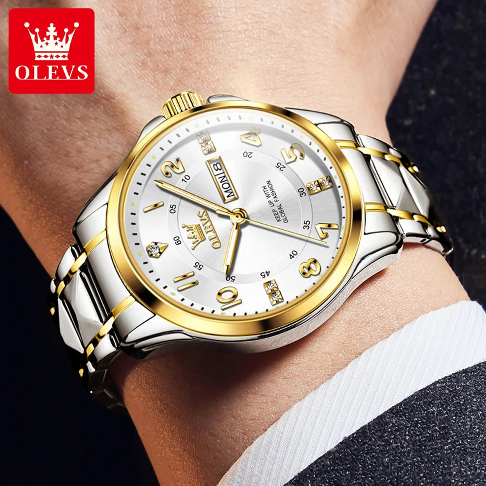 OLEVS 2910 Classic Business Stainless Steel Luminous Waterproof Watch