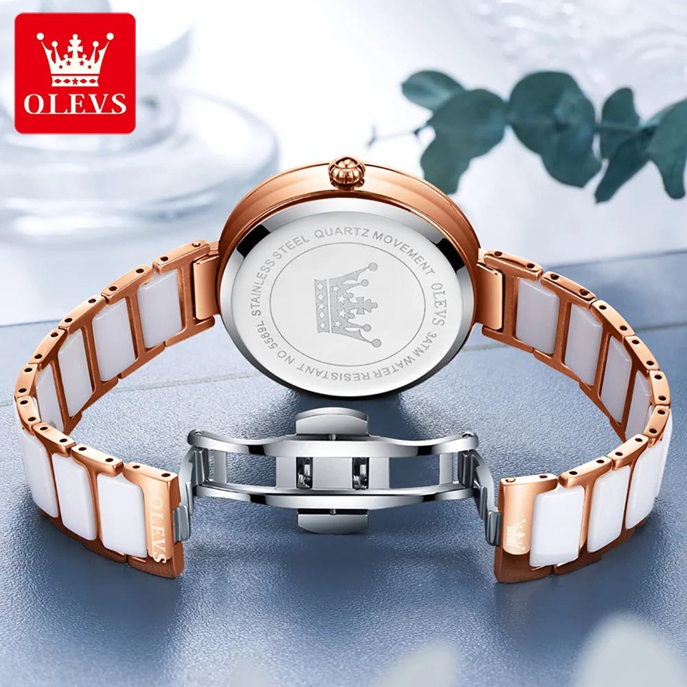 OLEVS 5589 Waterproof Watch for Ladies Bracelet Box Set