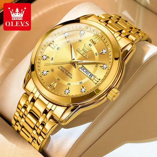 OLEVS 5513 Fashion Gold Stainless Steel Watch