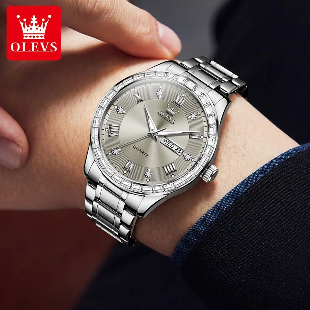 OLEVS 9906 Men's Zircon Bezel Waterproof