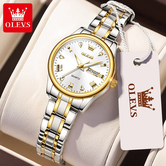 OLEVS 5563 Waterproof Classic Luxury Ladies Stainless Steel Wristwatch