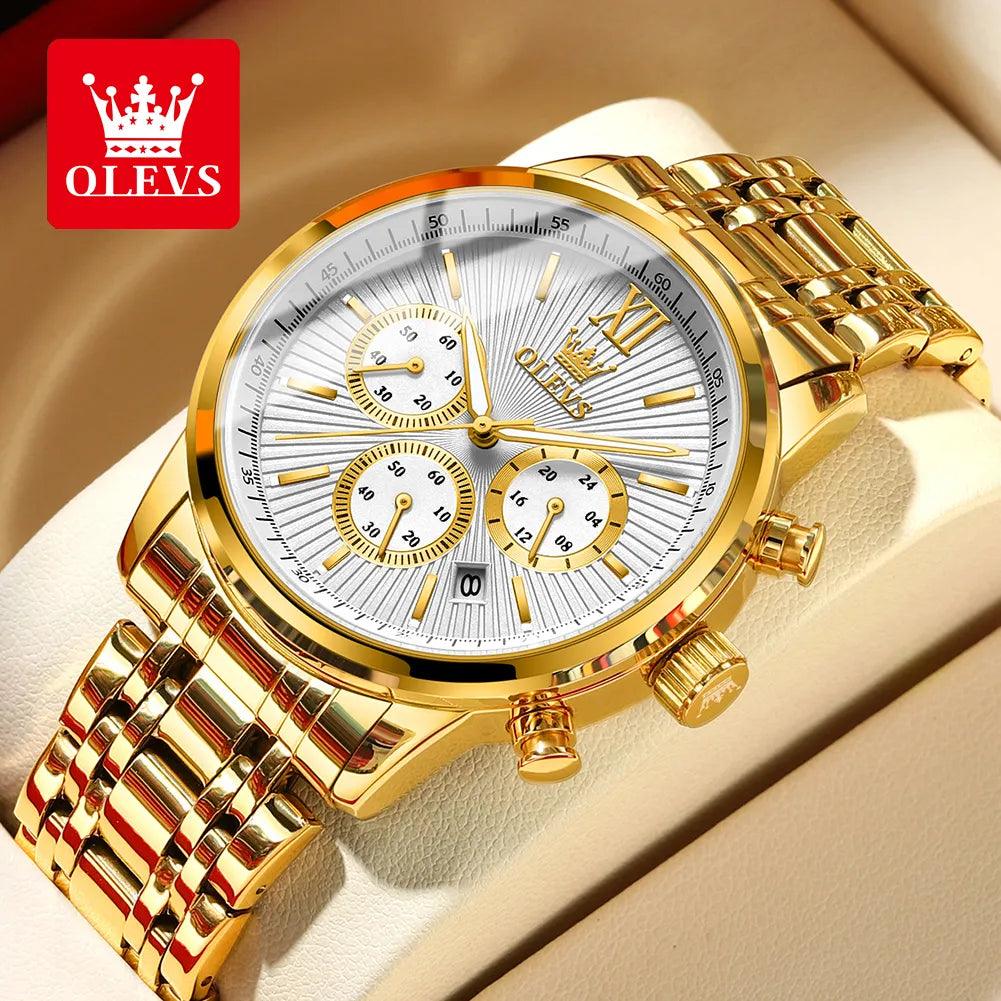OLEVS Men's TY709 Classics Three Small Dials Waterproof Stainless Steel Luminous