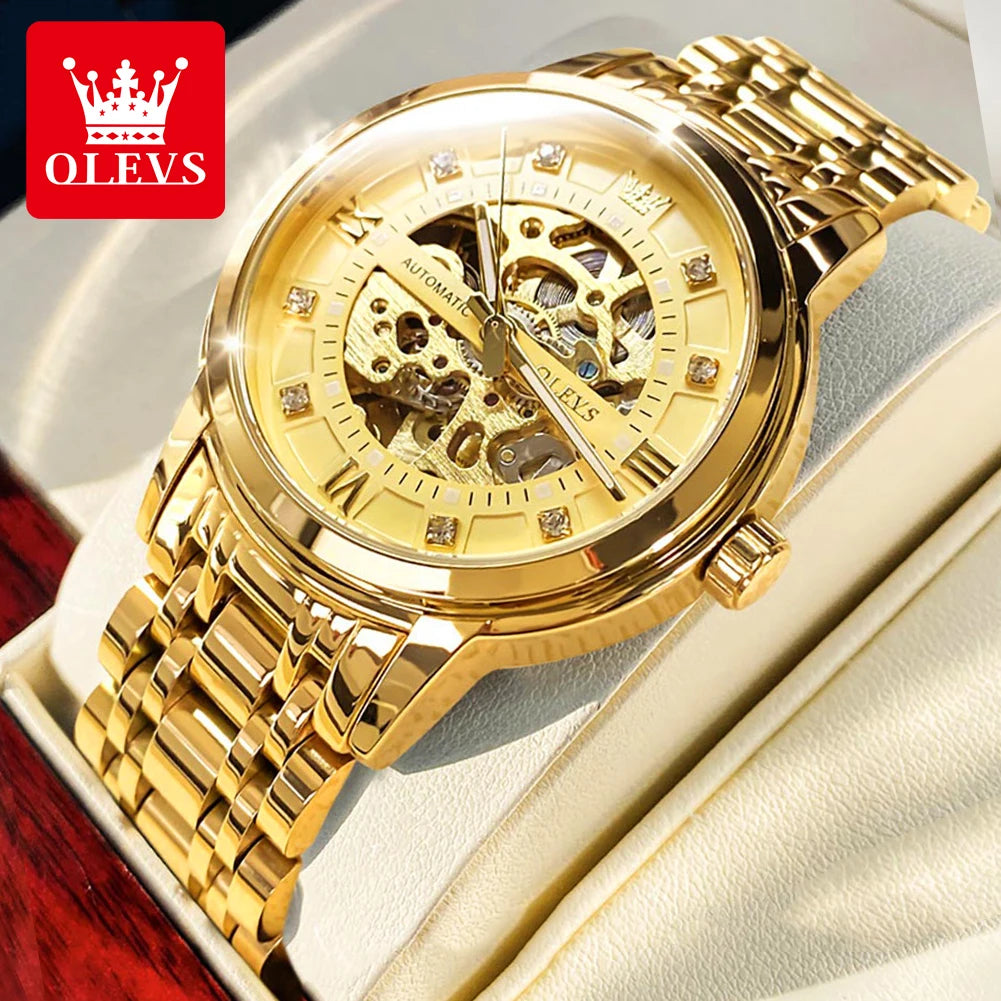 OLEVS 9901 Men's Luxury Hollowing Mechanical Waterproof Luminous