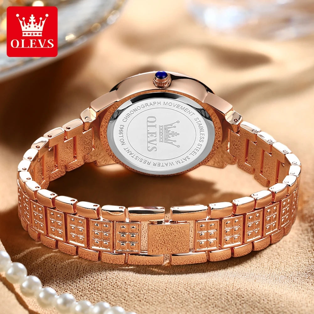 OLEVS 9943 Ladies Roman Dial Dazzling Diamond Waterproof Luminous Luxury