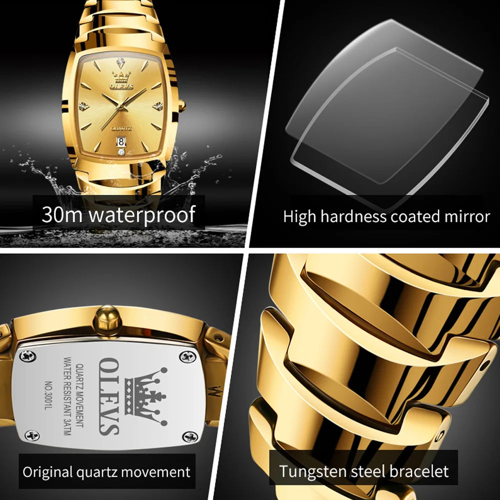 7006cp Couple Gold Wristwatch Tungsten Steel
