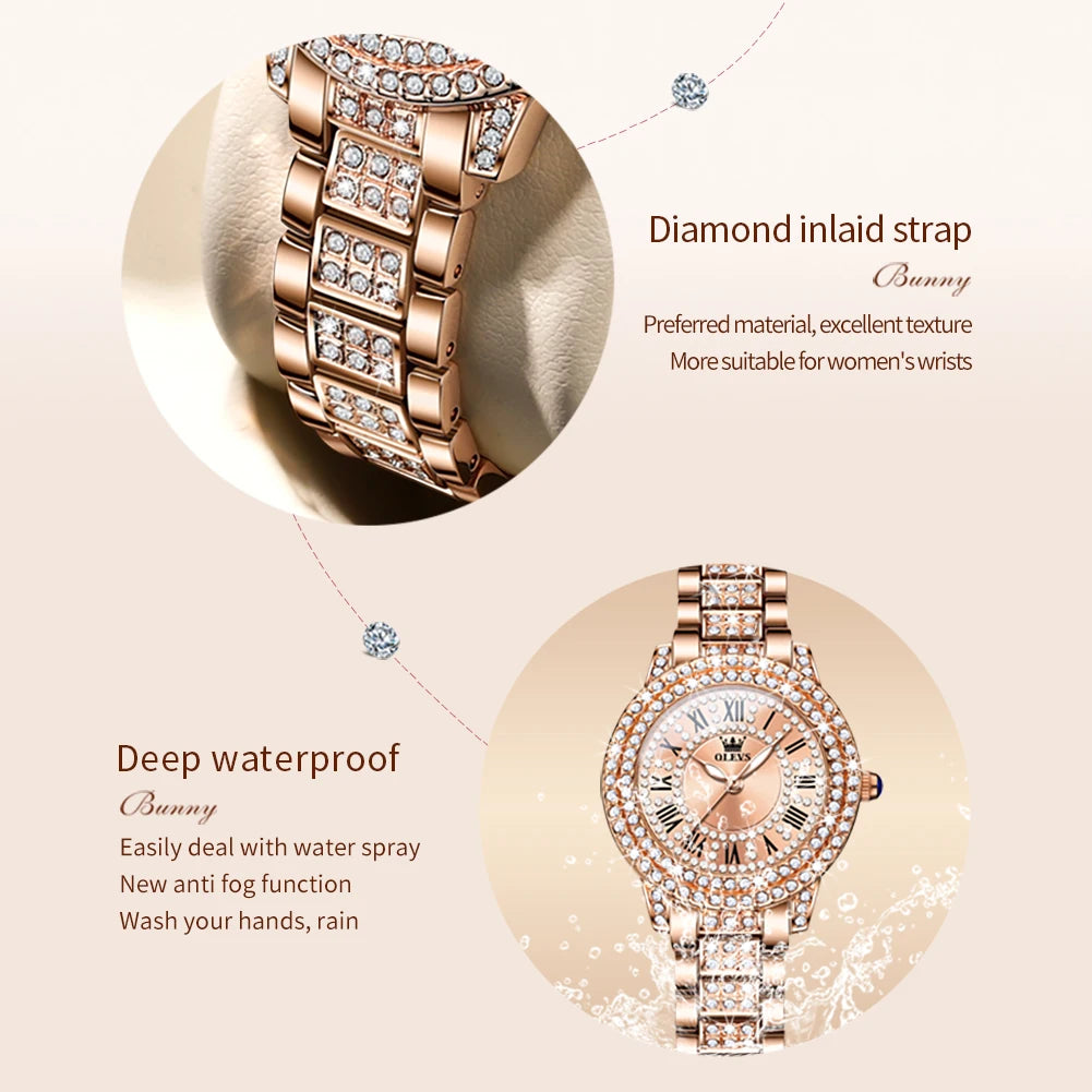 OLEVS 9943 Diamond Watch for Ladies Dress Watches