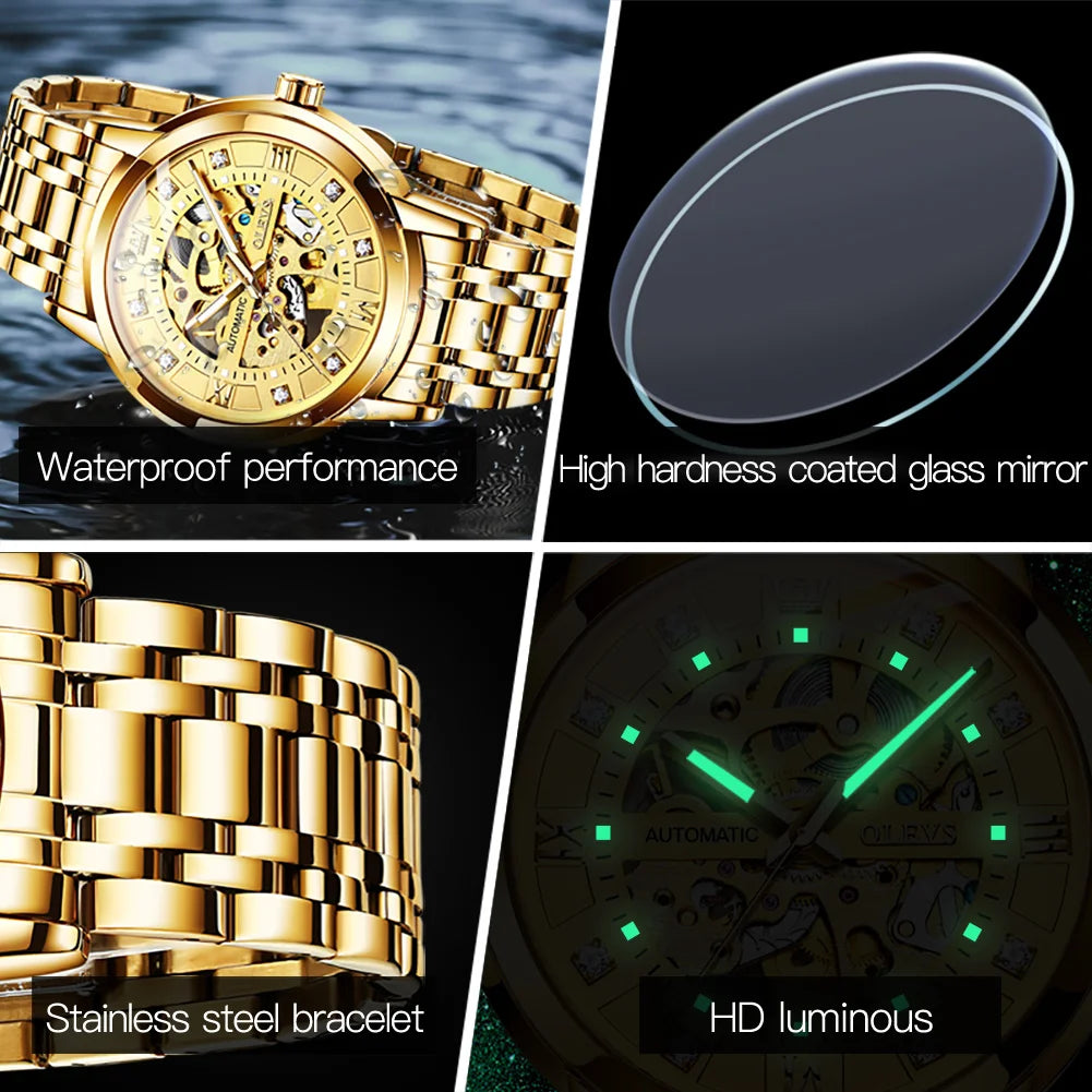 OLEVS 9901 Men's Luxury Hollowing Mechanical Waterproof Luminous