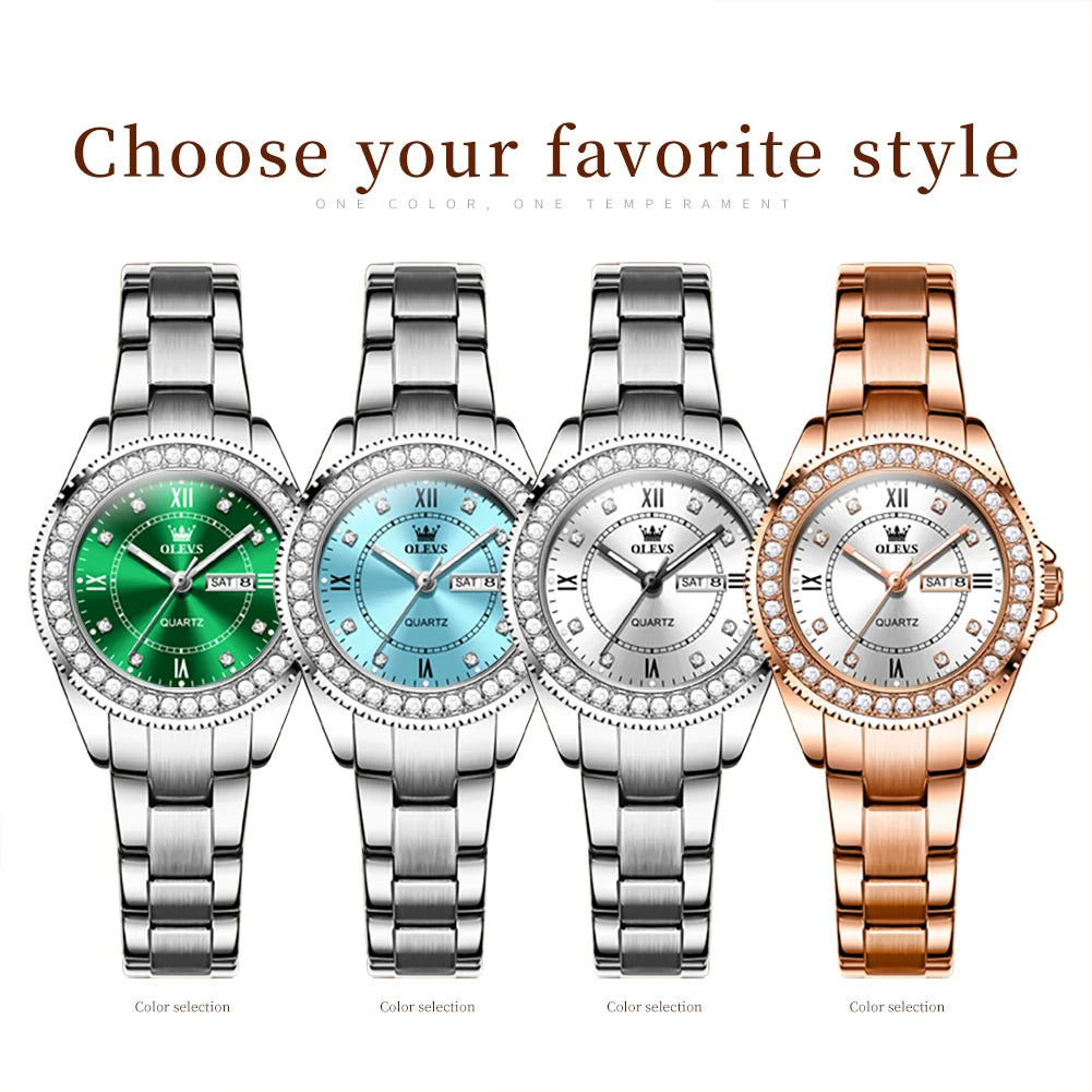 OLEVS 9993 Women's Quartz Drill Ring Dial Waterproof Luminous
