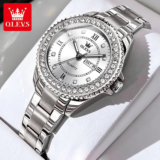 OLEVS 9993 Women's Quartz Drill Ring Dial Waterproof Luminous