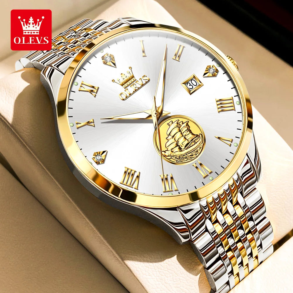 OLEVS 6696 Men's Watches Sailboat Business Watch