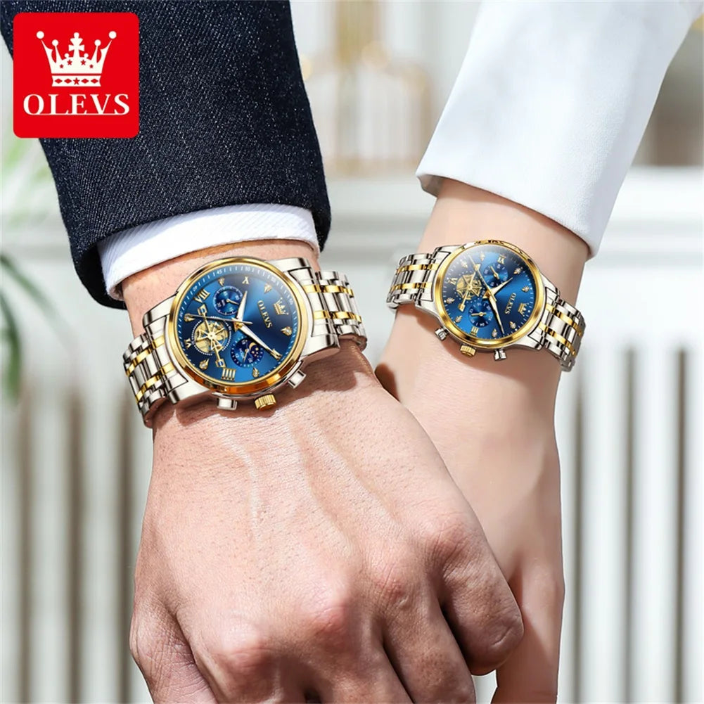 OLEVS 2856+2897 Couple Waterproof Luminous Moon Phase