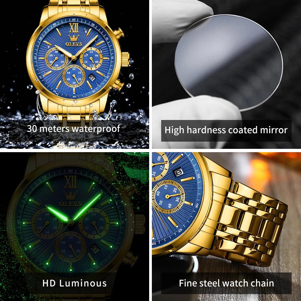 OLEVS Men's TY709 Classics Three Small Dials Waterproof Stainless Steel Luminous