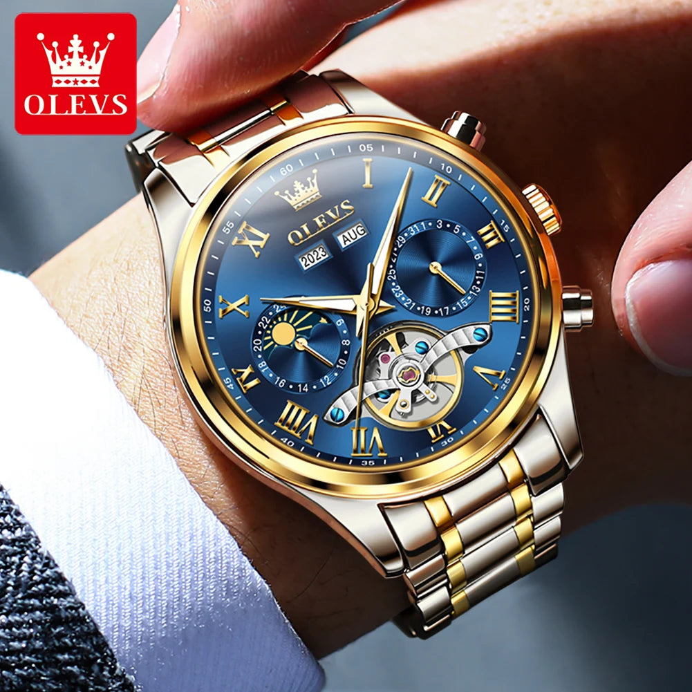 OLEVS 7005 Men's Tourbillon Calendar Moon Phase
