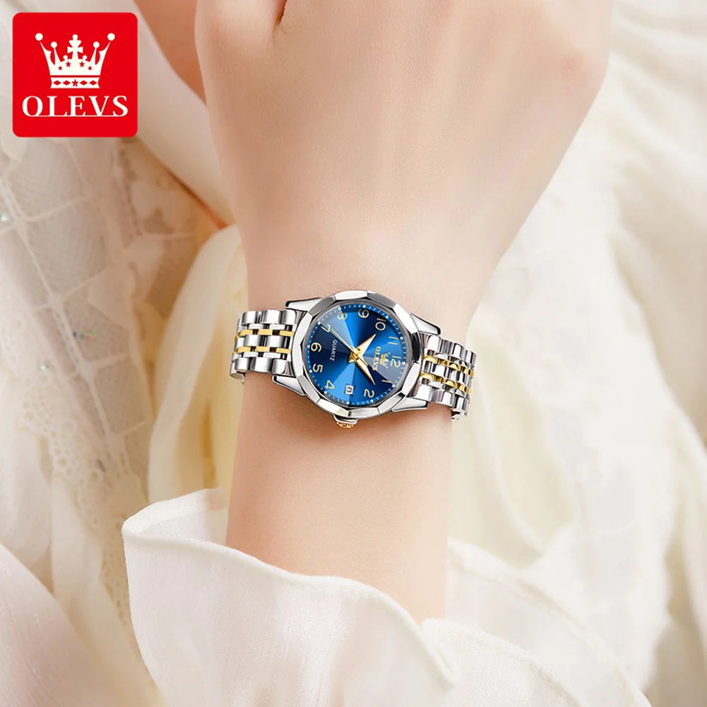 OELVS 9970 Women's Luxury Rhombus Waterproof Luminous Wristwatch